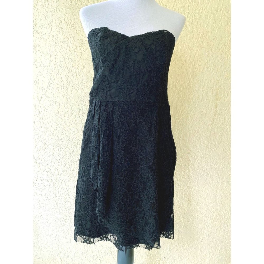 Express Black Lace Strapless Dress